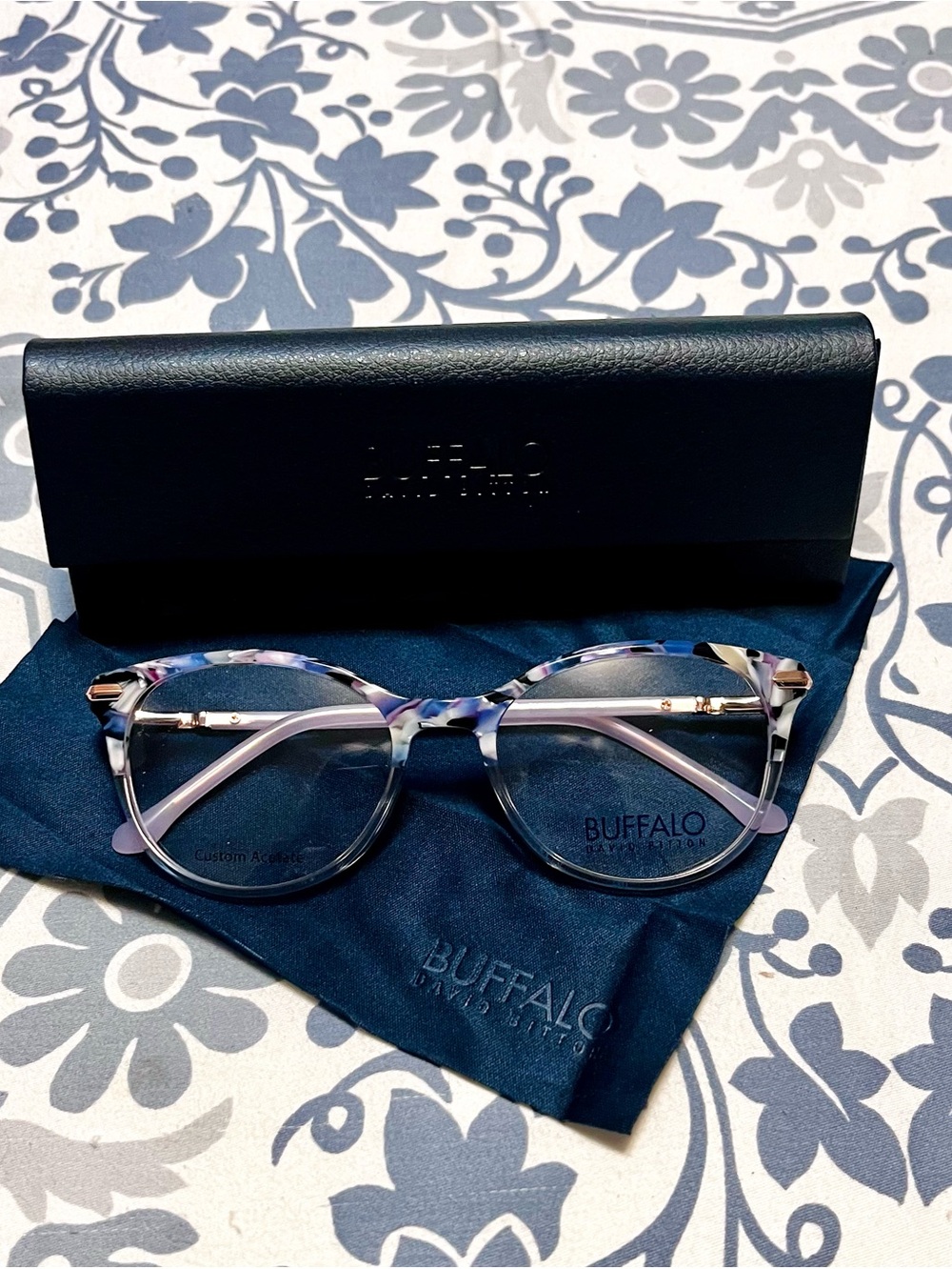 Buffalo David Bitton Round Optical Glasses in Blue and Purple Marble